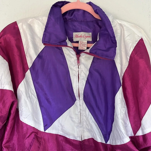 Vintage 80s Rhoda Lynne Windbreaker Jacket L - Picture 4 of 10